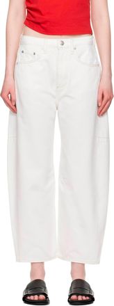 Rag & Bone Charlie Ankle Length Barrel Jean In White