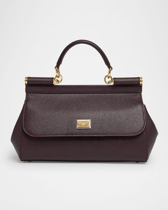 Dolce & Gabbana Sicily Leather Top-Handle Bag