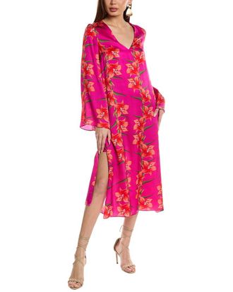 Borgo De Nor Borgo De Nor Phoenix Hammered Satin Silk Midi Dress