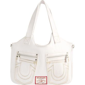 True Religion Horseshoe Stitch Satchel in White at Nordstrom