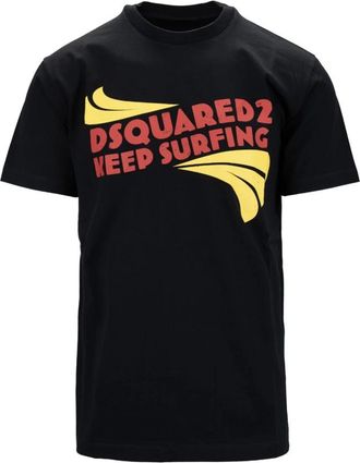 Dsquared2 Heren Grafische Katoenen T-Shirt - Heren - T-shirts - Zwart - S - Katoen - Tops