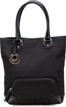 Fendi Pre-owned Womens Ff Logo Tote Bag - Black Textile - One Size