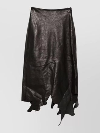 Diesel high waist asymmetric midi leather silk skirt