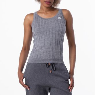 Burberry EKD Intarsia Logo Cashmere Tank Top, Size XX-Small