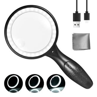 OEM Lupa De Lectura Con Luz, Aumento 60x/30x Con 33 Led, Carga Usb, 3 Modos De Aumento, Alta Claridad Y Peso Ligero Para Personas Mayores, Ni&ntilde;os, Joyeros,