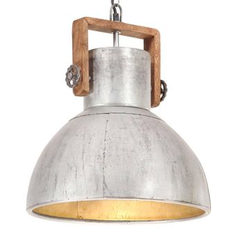 vidaXL L&aacute;mpara Colgante Industrial 25 W Plateada Redonda 40 Cm E27 Vidaxl