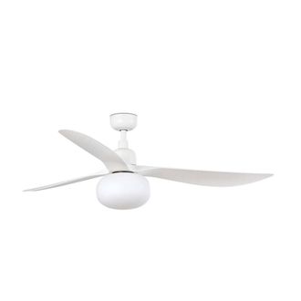 Netlighting Outwood Large 3 Blade Ceiling Fan Matt White with Light 1x E27 IP44