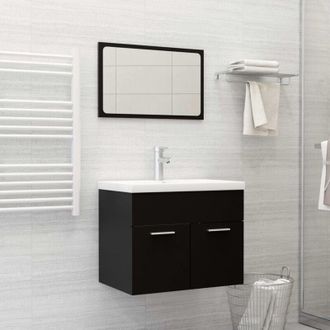 vidaXL vidaXL Set Mobili da Bagno Nero in Legno Multistrato