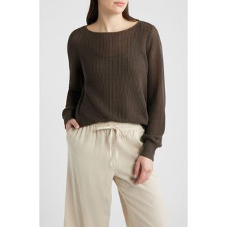 Eileen Fisher Organic Cotton & Silk Ballet Neck Sweater in Wren at Nordstrom, Size Xx-Small
