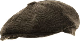 Generic Mens Herringbone Baker Boy Caps (59 cm, Dark Grey)