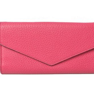 Dior Diorissimo Light Blue Rose Pink Leather Long Wallet (Bi-Fold) (Pre-Owned)