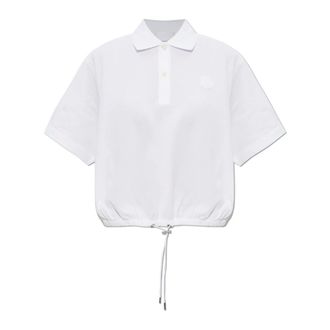 Moncler Polo Shirts, female, White, Size: XS Polo Shirt with Logo Patch