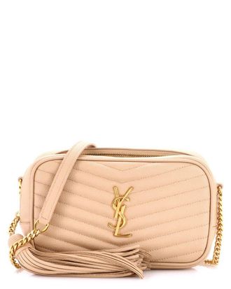 Saint Laurent Beige Matelasse Chevron Leather Lou Camera Bag Mini (Authentic Pre-Loved)