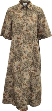 Ganni Ganni Floral Print Poplin Maxi Dress in Brown Cotton