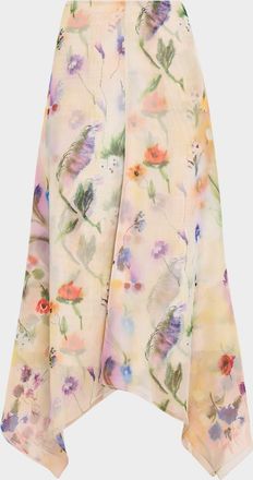 Prabal Gurung Floral-Print Handkerchief Hem Skirt