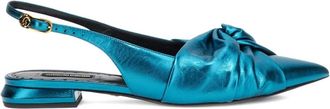 Roberto Cavalli knot-detail pointed-tooe flat pumps - Blue