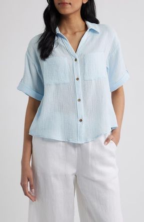 Beach Lunch Lounge River Gauze Shirt in Lullaby Blue at Nordstrom, Size X-Large