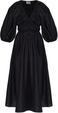 Matteau Shirred Plunge Button Dress - Dames - Maxi kleedjes - Zwart - XL - Katoen - Kleedjes