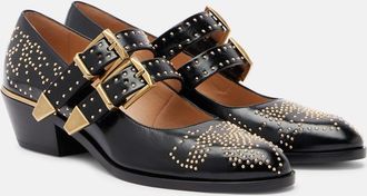 Chlo&eacute; Susanna 40 studded leather Mary Jane pumps