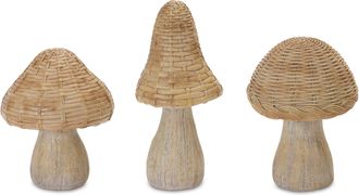 Melrose International Wicker Mushroom Decor (Set of 3) - Brown