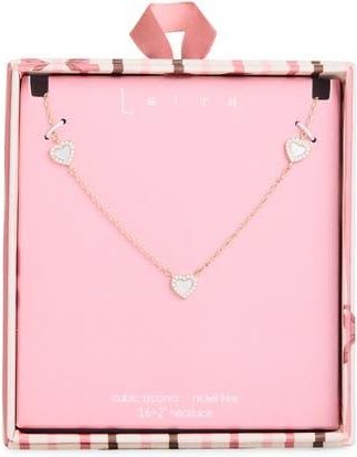 Leith Heart Drop Necklace in Clear- White- Gold at Nordstrom Rack