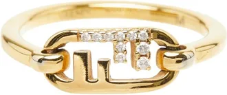 Fendi Gold Rhinestone Band Ring (Pre-Owned)