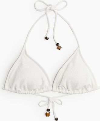 H&M Wattiertes Triangel-Bikinitop - White