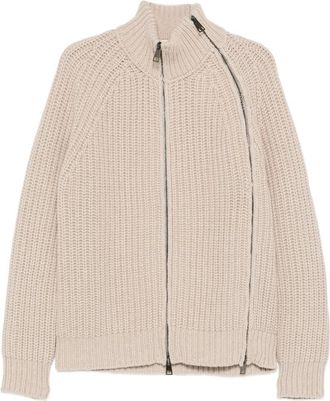 ATOMOFACTORY Ribbed-knit Zip-up Cardigan