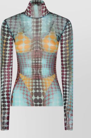 Jean Paul Gaultier sheer turtleneck top long sleeves design
