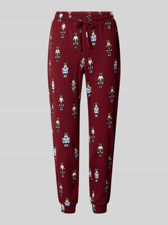 Jake*s Casual Pyjama-Hose mit elastischem Bund und Tunnelzug in Bordeaux, Größe XL