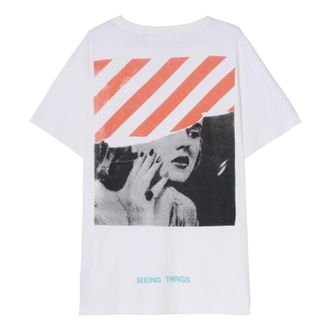 Off-white Printing Short Sleeve Loose Fit White OMAA002G20JER0010188