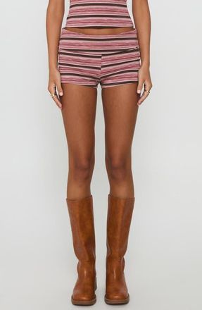 Princess Polly Manolo Cotton Blend Stripe Tank & Micro Shorts Set in Pink at Nordstrom, Size 12