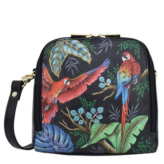 Anuschka Womens hand Painted Genuine Leather Zip Around Travel Organizer - Rainforest Beauties