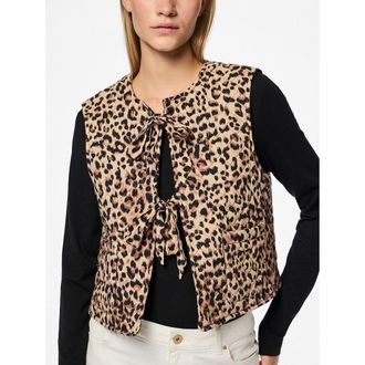 Pieces Mouwloos vest, luipaardprint