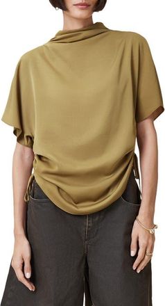 AllSaints Leslie Side Ruched Top in Cumin Brown at Nordstrom, Size 0 Us