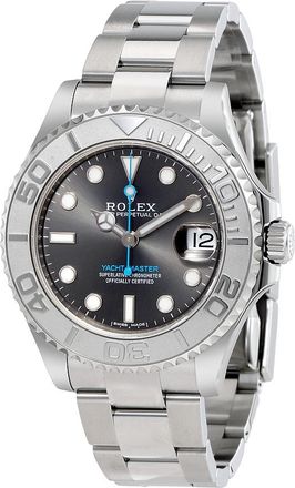 Rolex Pre-owned Rolex Yacht-Master Rhodium Dial Steel and Platinum Oyster Mid Size 37 mm Watch 268622RSO