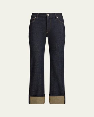 Ralph Lauren Collection Adderley Denim Slim-Leg Cuffed Ankle Pants