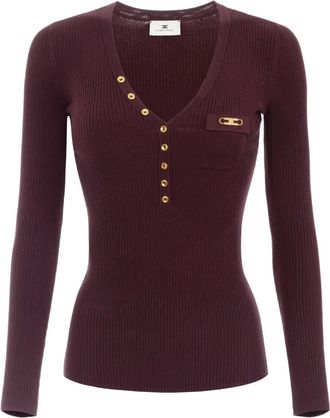 Elisabetta Franchi Top a coste - Marrone