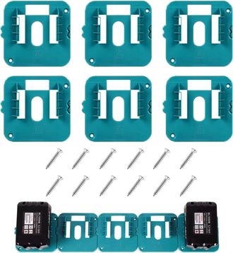 OEM Juego De 6 Soportes De Pared Profesionales Para Bater&iacute;as Makita De 18 V, Aptos Para Los Modelos Bl1860, Bl1850, Bl1840 Y Bl1830, Para Taller O Furgone
