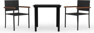 vidaXL Juego De Comedor De Jard&iacute;n 3 Piezas Negro Vidaxl