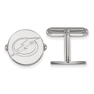 Diamond2Deal Sterling Silver Rhodium-plated Tampa Bay Lightning Cuff Links