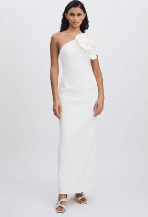 Acler Womens Cream Floral Detail One Shoulder Maxi Dress, Size: 8