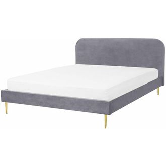 Beliani Beliani - Letto matrimoniale velluto grigio piedi oro minimalista 140 x 200 cm Flayat