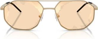 Emporio Armani 58mm Aviator Sunglasses in Matte Pale Gold /Brown Gold at Nordstrom