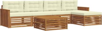 vidaXL Conjunto De Sof&aacute;s De Exterior 6 Uds. Natural Y Crema Vidaxl