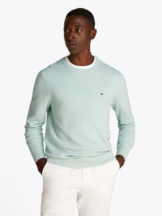 Tommy Hilfiger ESSENTIAL STRUCTURE CREW NECK mit Struktur und Label unifarben, casual, regular fit, Baumwolle, Rundhals
