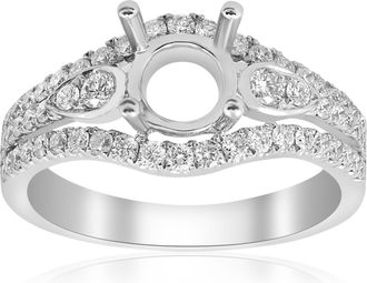 Pompeii3 5/8ct Pave Halo Engagement Ring Setting 18K White Gold Semi Mount Size: 6.5