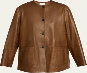 The Row Quintus Leather Single-Breasted Jacket
