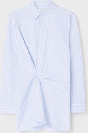 Off-white Womens Stripe Poplin Twist Shirt Short Dress - Blue - Size X-Large