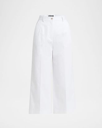 Dolce & Gabbana High-Rise Cotton Gabardine Wide-Leg Crop Pants